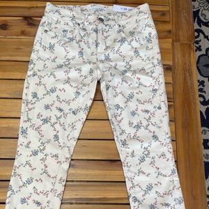 Off white jeans with flower design